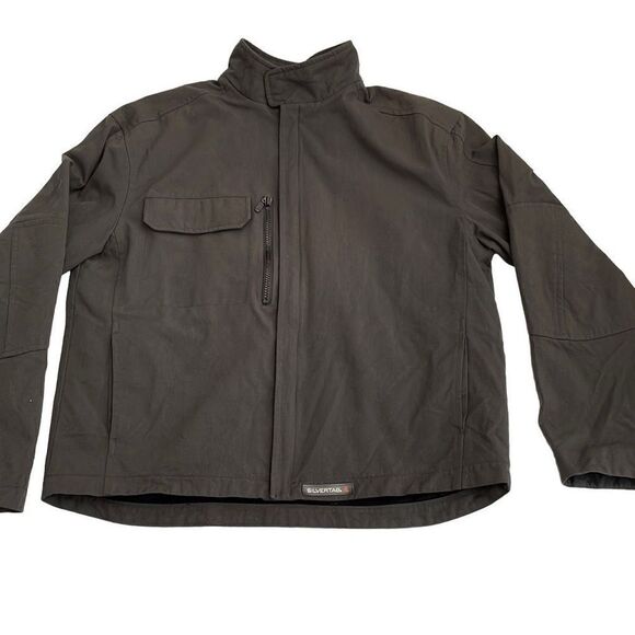 Nearly new! Levi’s SILVERTAB Charcoal Gray Canvas Fleece-Lined Zip Up Work Jacke - Picture 1 of 10